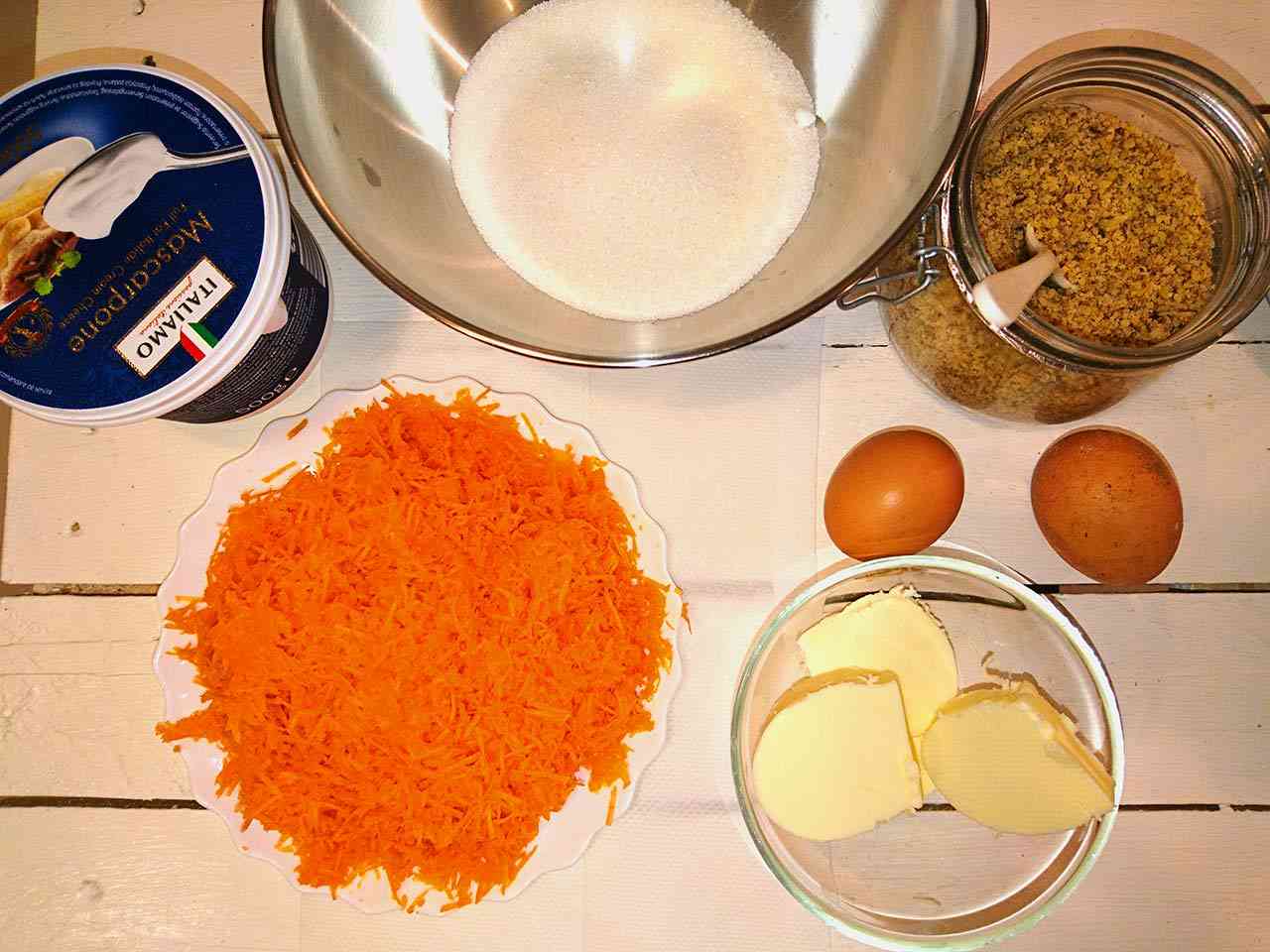 Mrkvová torta - suroviny